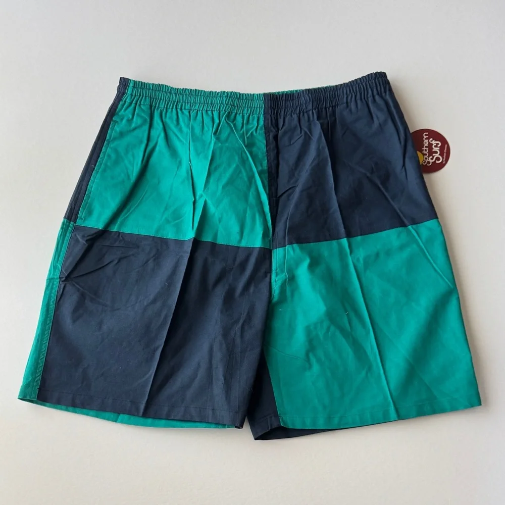 Southern Surf Mens Swim Trunks L Multicolor Color Block Mesh Lined 80s Vintage